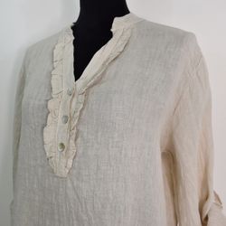 ANDRASORTERING Linneblus med Krås BEIGE