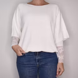 ANDRASORTERING Finstickad Ponchotröja Sia VIT - Marta du Chateau