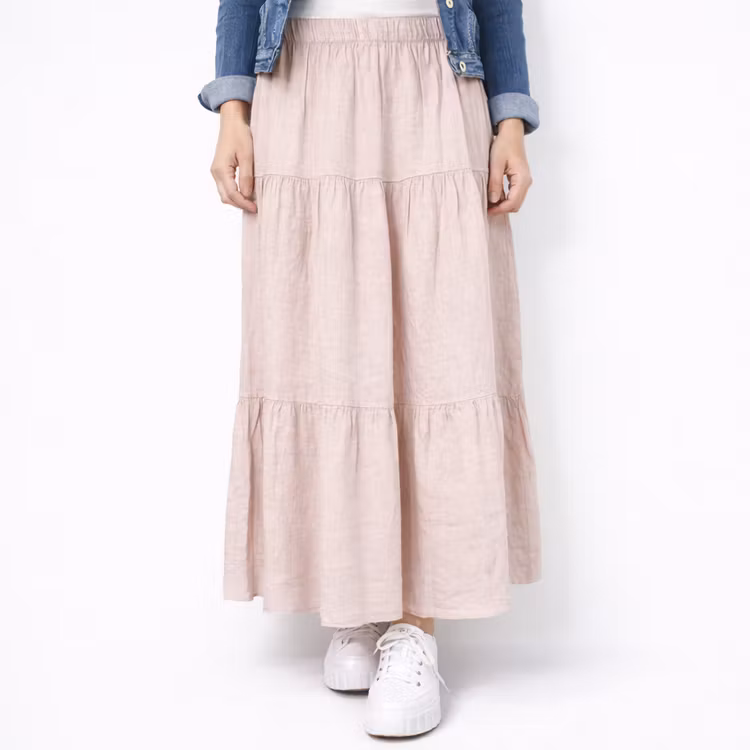 ANDRASORTERING Linnekjol med volanger ROSA