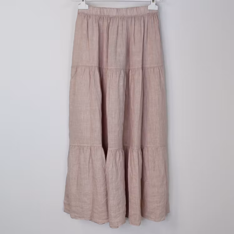 ANDRASORTERING Linnekjol med volanger ROSA