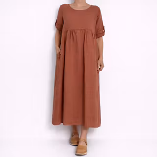 ANDRASORTERING Linneklänning med Fickor MELOGRANO