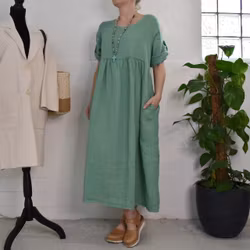 ANDRASORTERING Linneklänning med Fickor LAGO