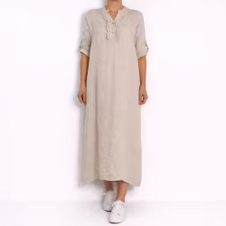 ANDRASORTERING Linneklänning Krås SABBIA