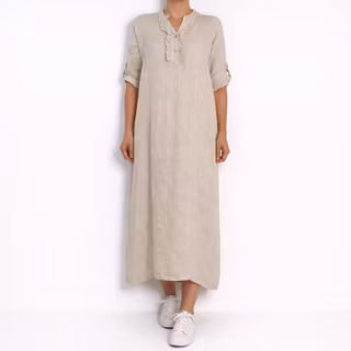 ANDRASORTERING Linneklänning Krås SABBIA