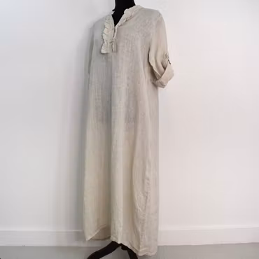 ANDRASORTERING Linneklänning Krås SABBIA