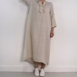 ANDRASORTERING Linneklänning Krås SABBIA