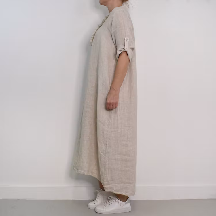 ANDRASORTERING Linneklänning Krås SABBIA