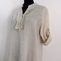 ANDRASORTERING Linneklänning Krås SABBIA