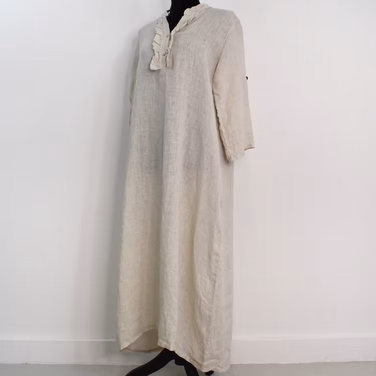 ANDRASORTERING Linneklänning Krås SABBIA