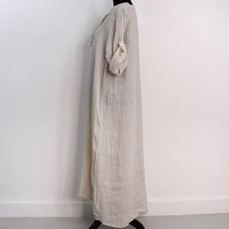 ANDRASORTERING Linneklänning Krås SABBIA