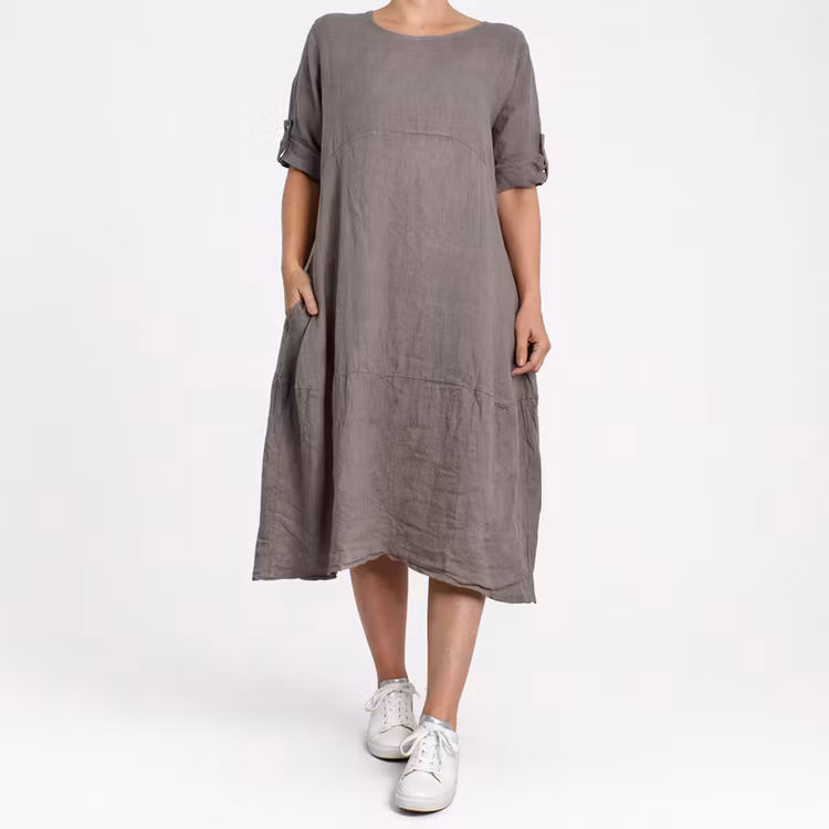 ANDRASORTERING Linneklänning Sweet TAUPE