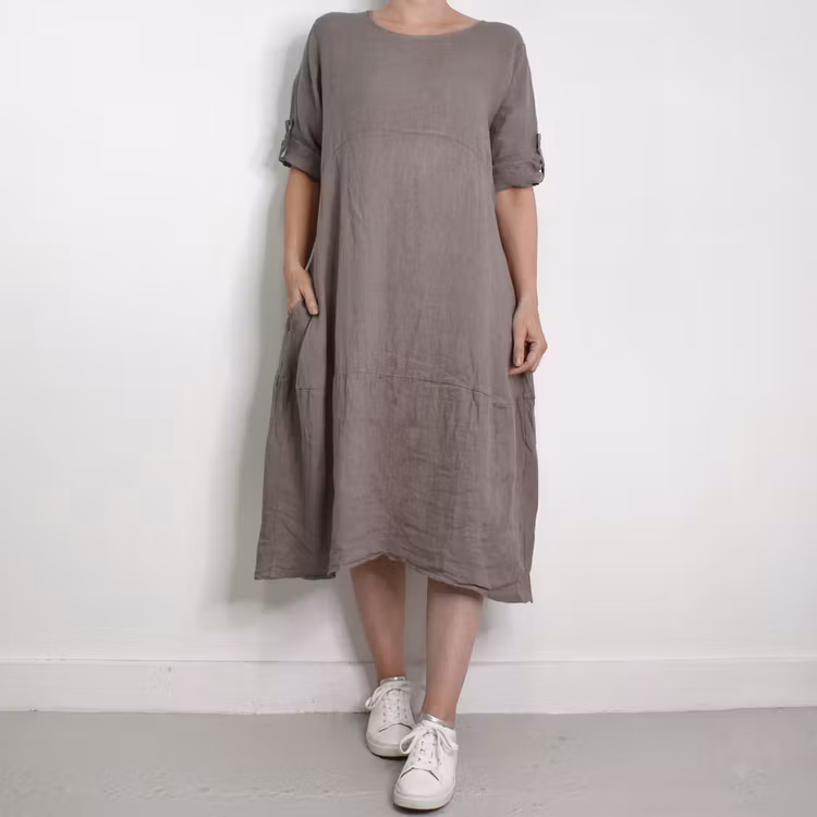 ANDRASORTERING Linneklänning Sweet TAUPE