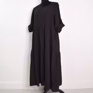 ANDRASORTERING Linneklänning Fickor SVART