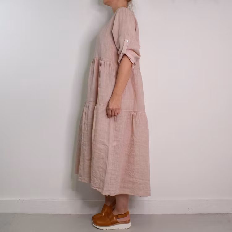 ANDRASORTERING Linneklänning Fickor ROSA