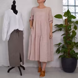 ANDRASORTERING Linneklänning Fickor ROSA