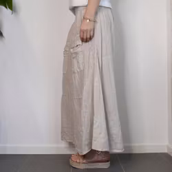 Byxkjol i linne BEIGE