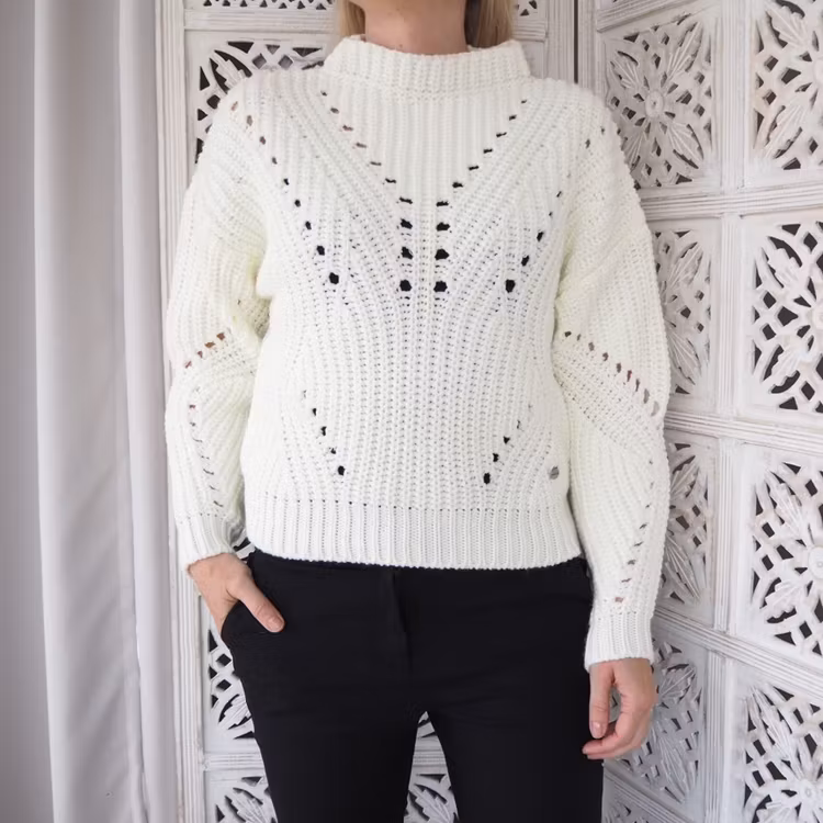 Mönsterstickad tröja WHITE - Ajlajk