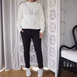 Mönsterstickad tröja WHITE - Ajlajk