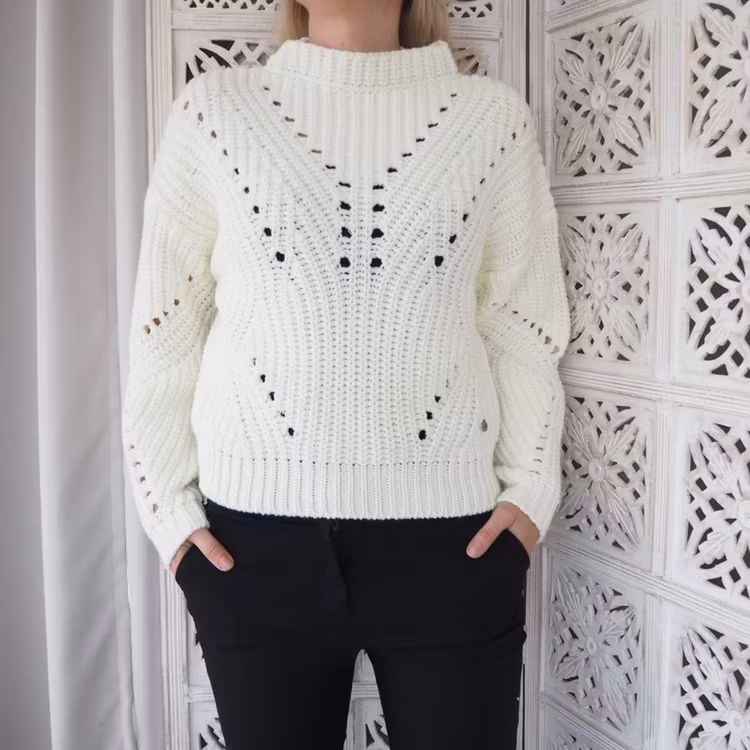 Mönsterstickad tröja WHITE - Ajlajk