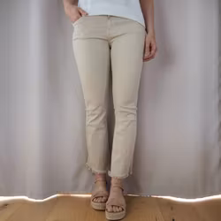Stretchjeans Shortcut med fransar BEIGE - 3D Denim