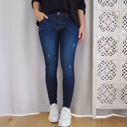 Stretchjeans med fransar MÖRK DENIM - Train of Trend