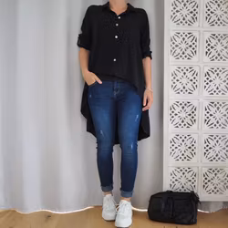 Stretchjeans med fransar MÖRK DENIM - Train of Trend
