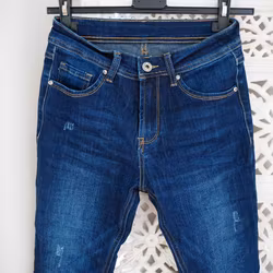 Stretchjeans med fransar MÖRK DENIM - Train of Trend
