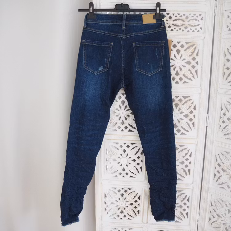 Stretchjeans med fransar MÖRK DENIM - Train of Trend