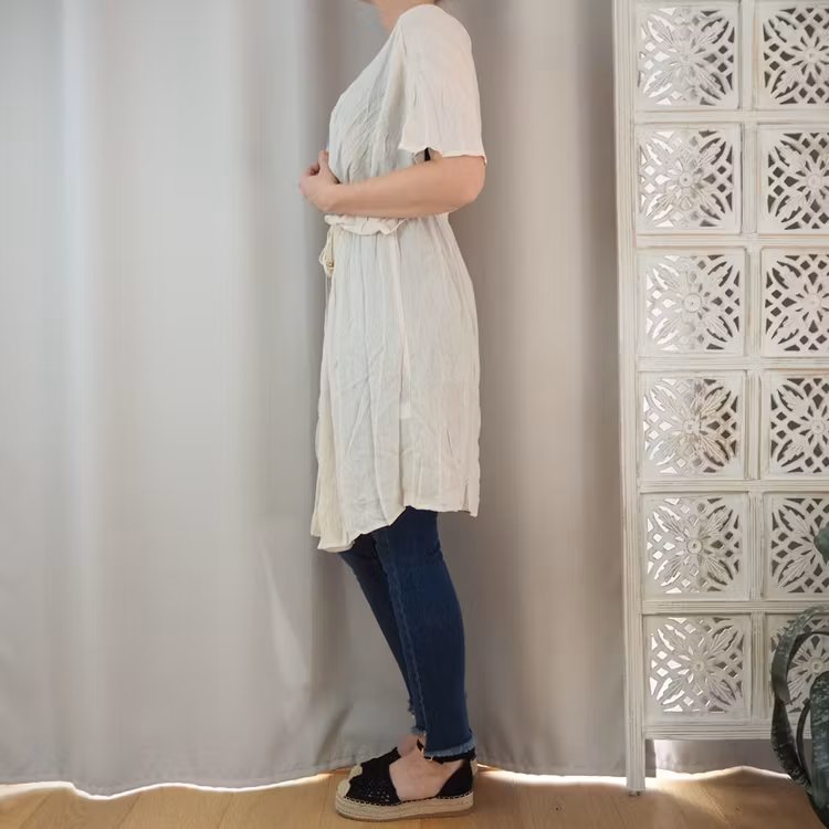 Kaftan med broderier BEIGE
