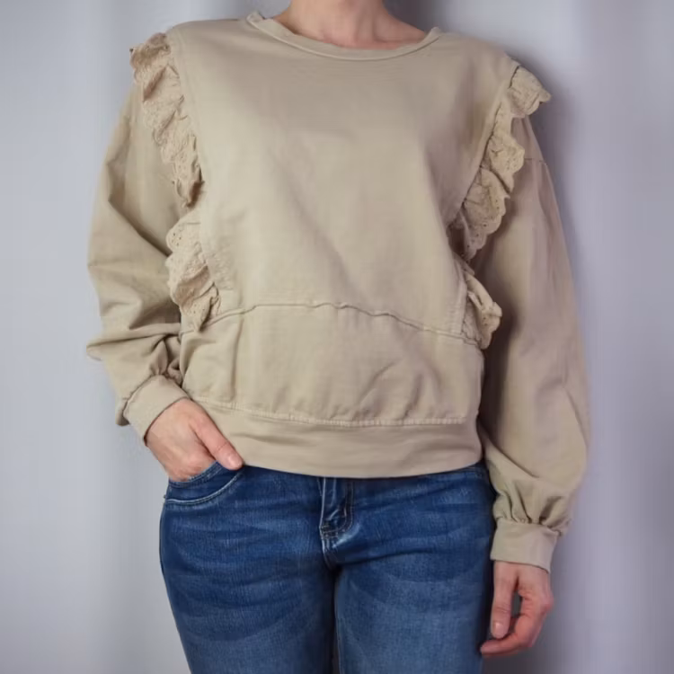 Collegetröja med volang BEIGE - d´NADA