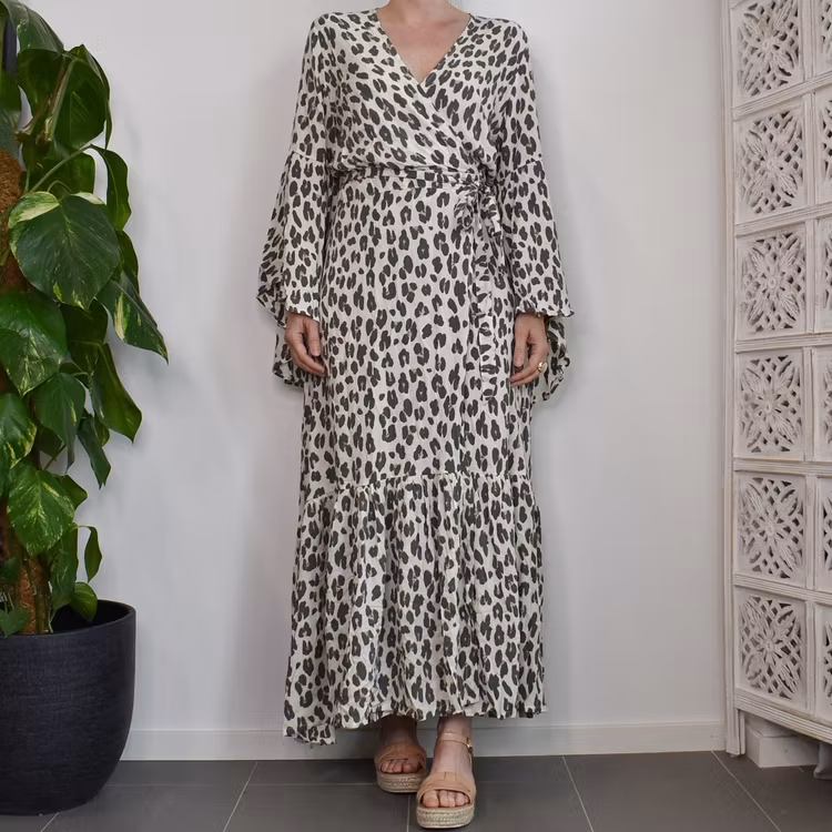 Klänning Maxi Leopard CREAM - CoconutMilk by Stajl