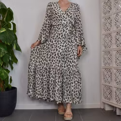 Klänning Maxi Leopard CREAM - CoconutMilk by Stajl