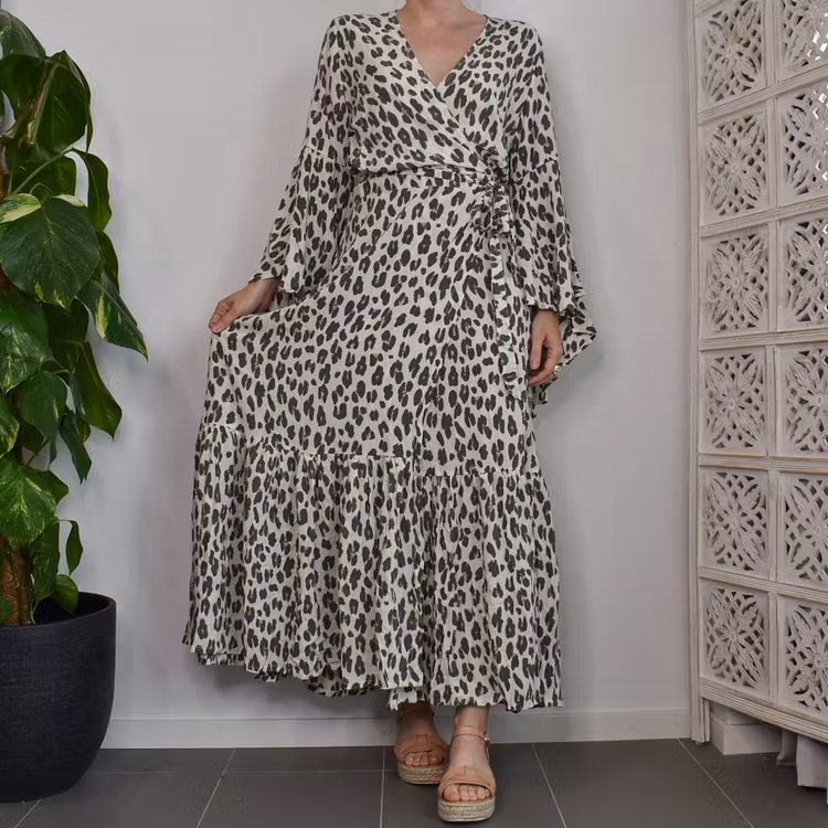 Klänning Maxi Leopard CREAM - CoconutMilk by Stajl