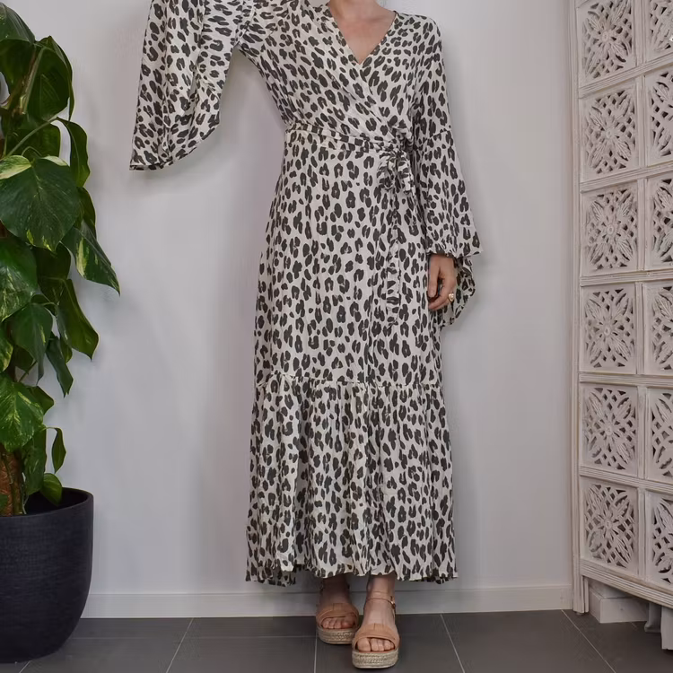 Klänning Maxi Leopard CREAM - CoconutMilk by Stajl