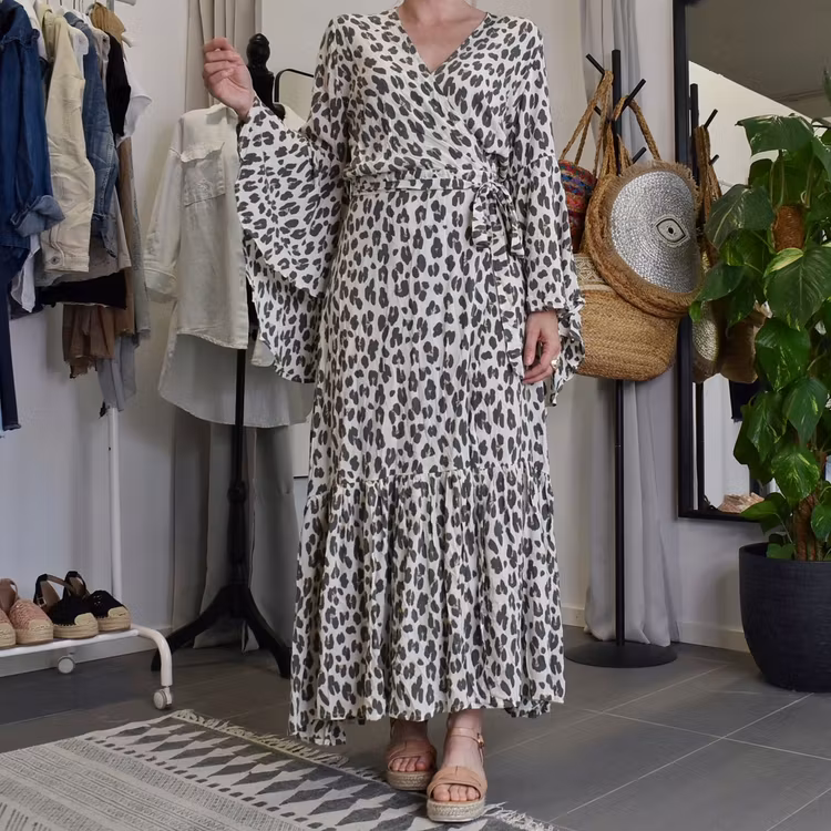 Klänning Maxi Leopard CREAM - CoconutMilk by Stajl