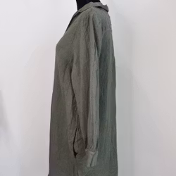 Kort linneklänning med fickor KAKI