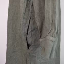 Kort linneklänning med fickor KAKI