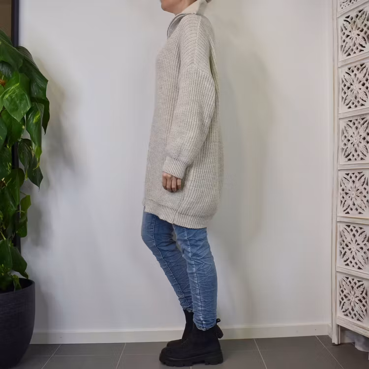Stickad Långtröja BEIGE