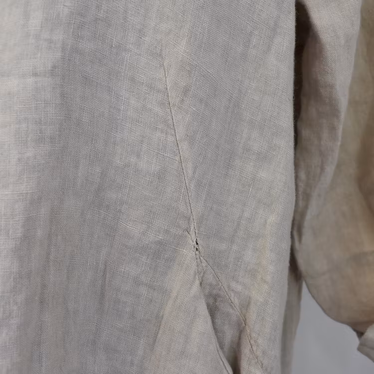 Kort skjortklänning i linne BEIGE