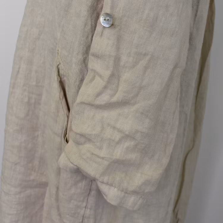 Kort skjortklänning i linne BEIGE