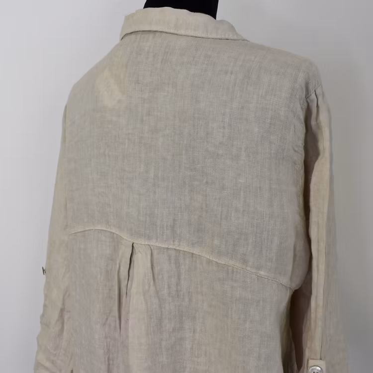 Kort skjortklänning i linne BEIGE