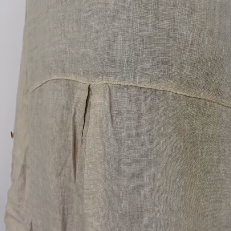 Kort skjortklänning i linne BEIGE