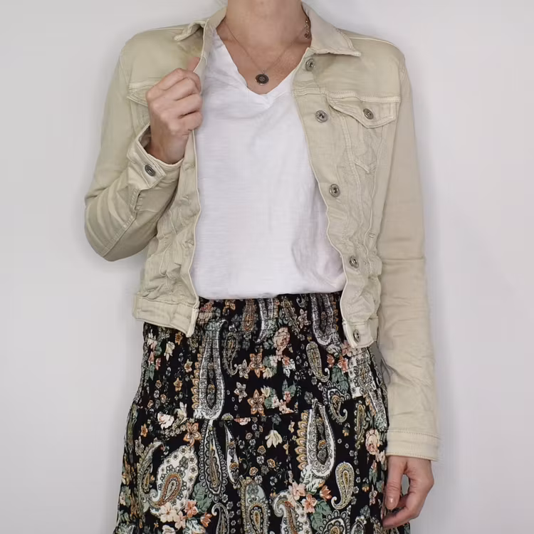 Jeansjacka med knappar BEIGE - Place du Jour