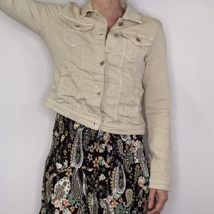 Jeansjacka med knappar BEIGE - Place du Jour