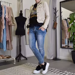 Jeansjacka med knappar BEIGE - Place du Jour