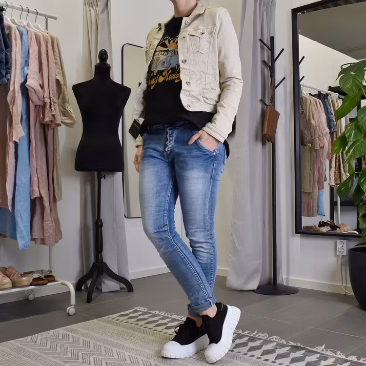 Jeansjacka med knappar BEIGE - Place du Jour