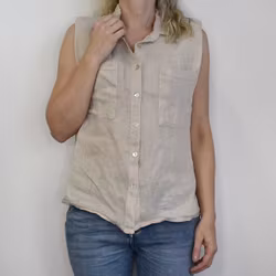 Linneblus Mira med axelvaddar BEIGE - Stajl Agenturer