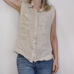 Linneblus Mira med axelvaddar BEIGE - Stajl Agenturer