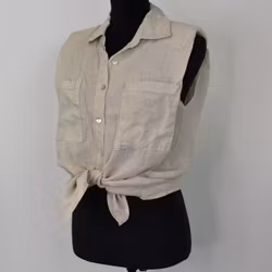 Linneblus Mira med axelvaddar BEIGE - Stajl Agenturer
