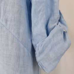 Lång skjortklänning i linne HIMMELBLÅ